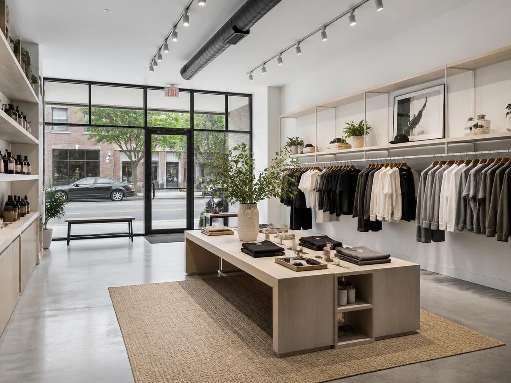 Conceptual rendering: modern retail boutique interior